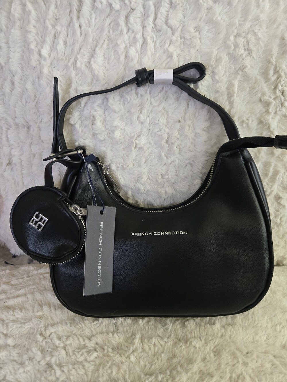 NWT French Connection Black Shoulder Hobo Bag with Coin Pouch